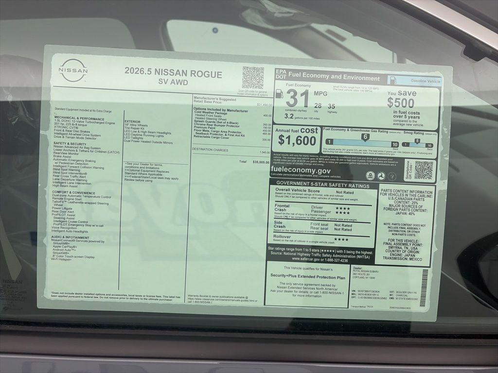 new 2026 Nissan Rogue car, priced at $35,005