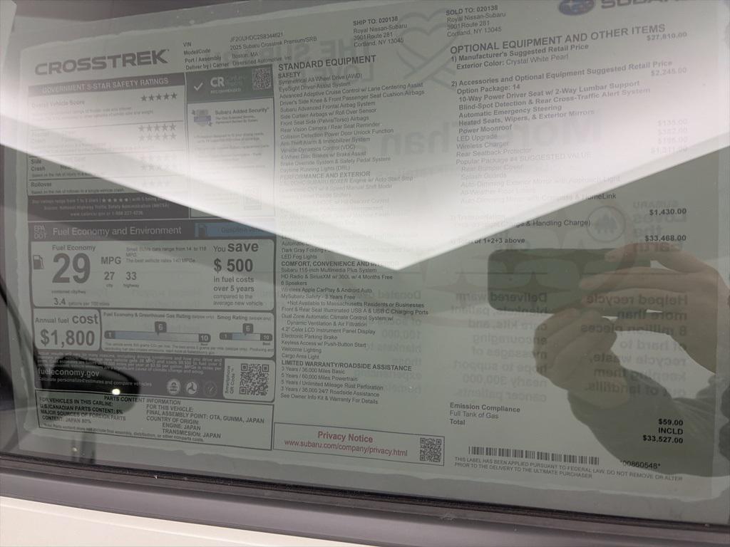 new 2025 Subaru Crosstrek car, priced at $31,527