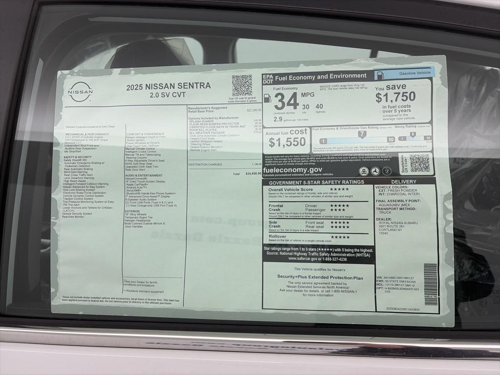 new 2025 Nissan Sentra car, priced at $24,850