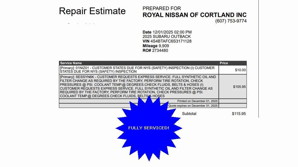used 2025 Subaru Outback car, priced at $32,990