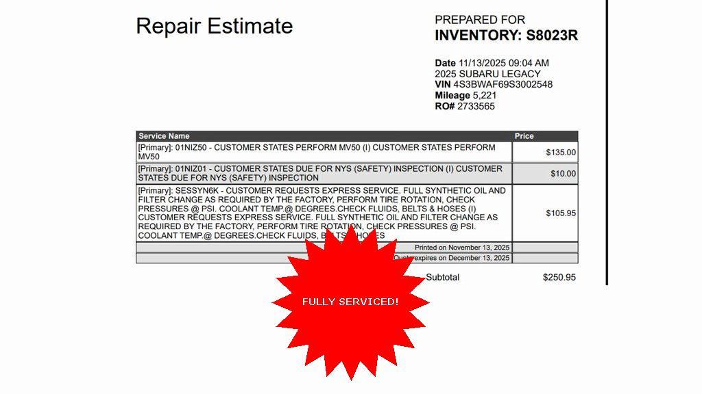 used 2025 Subaru Legacy car, priced at $27,816
