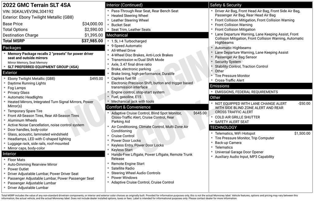 used 2022 GMC Terrain car, priced at $23,650