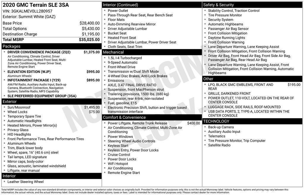 used 2020 GMC Terrain car, priced at $17,250