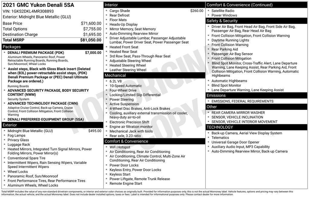 used 2021 GMC Yukon car, priced at $43,428