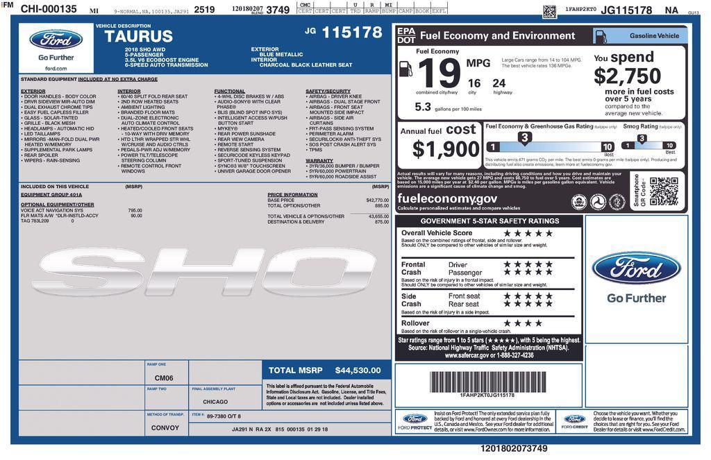 used 2018 Ford Taurus car, priced at $19,000