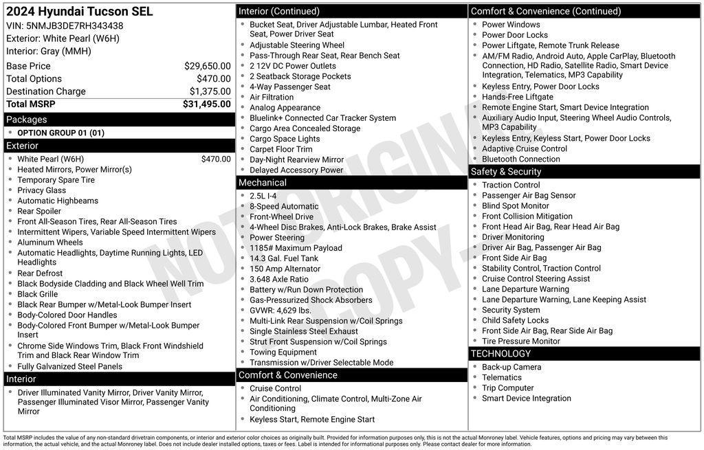used 2024 Hyundai Tucson car, priced at $20,995