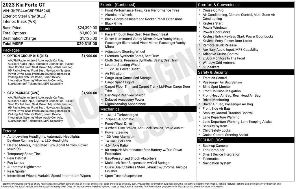 used 2023 Kia Forte car, priced at $18,500
