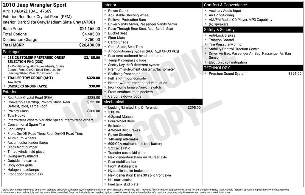 used 2010 Jeep Wrangler car, priced at $9,000