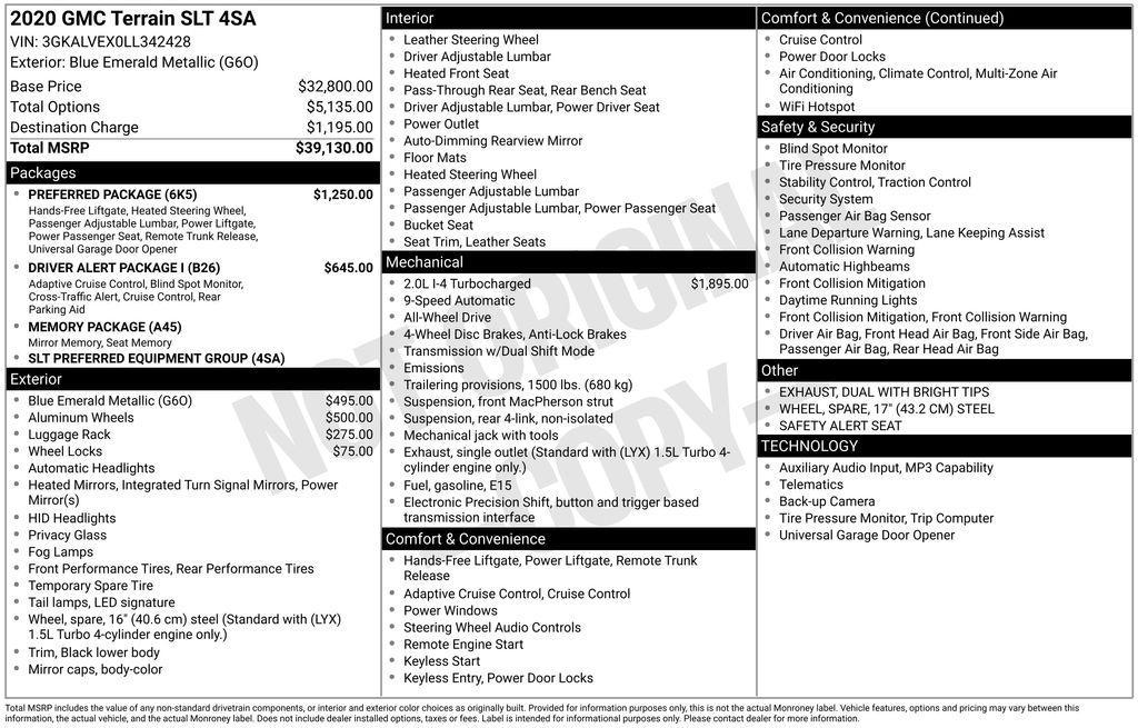 used 2020 GMC Terrain car, priced at $19,795