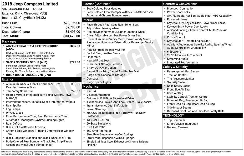 used 2018 Jeep Compass car, priced at $14,850