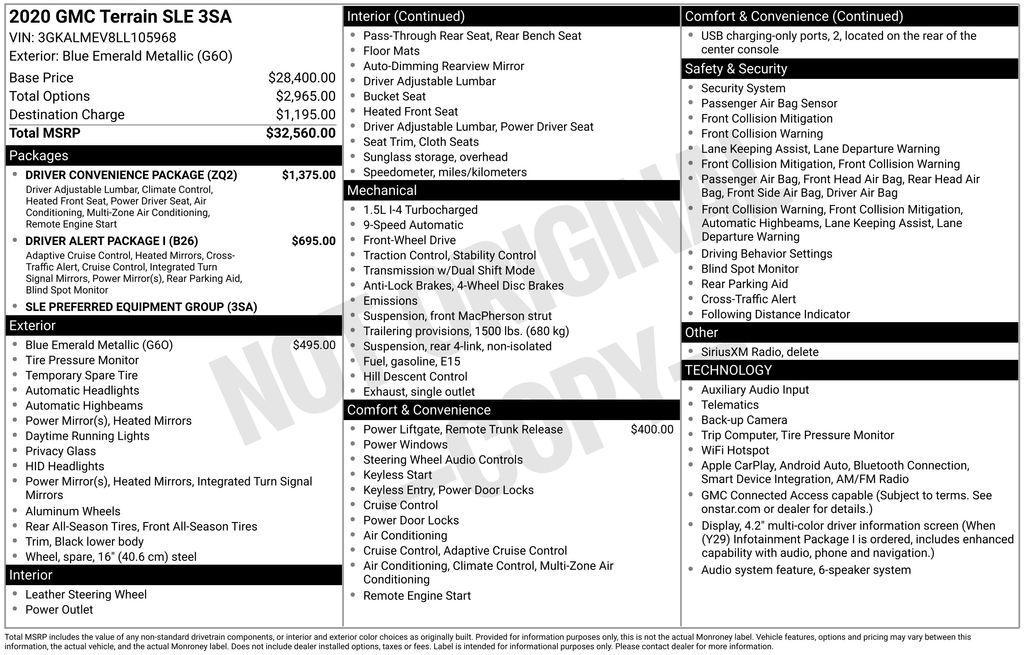 used 2020 GMC Terrain car, priced at $20,495