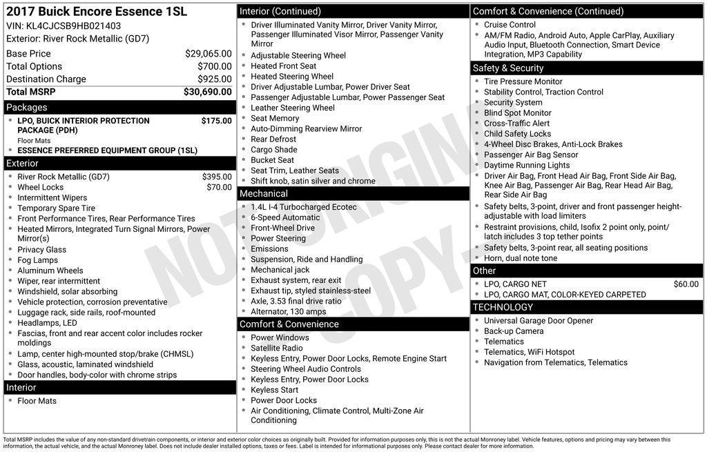 used 2017 Buick Encore car, priced at $13,295