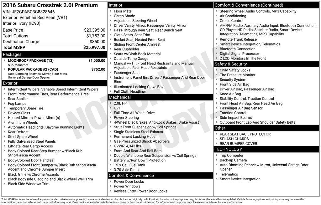 used 2016 Subaru Crosstrek car, priced at $8,988