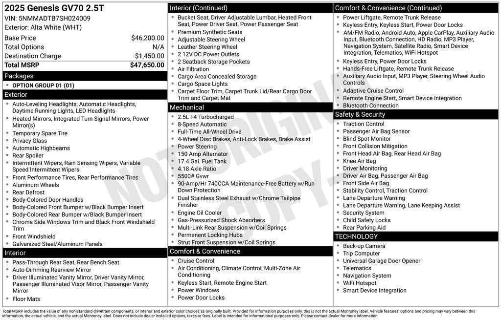 used 2025 Genesis GV70 car, priced at $32,650