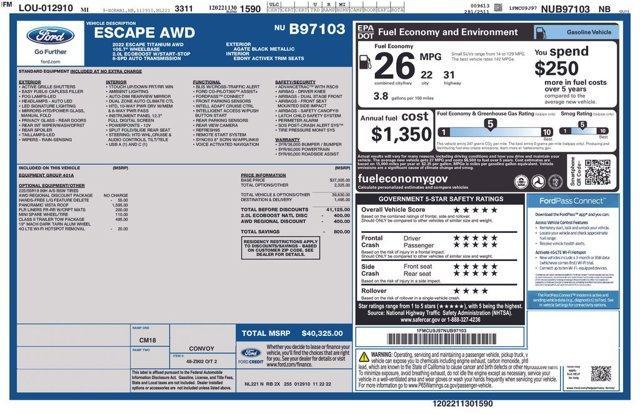 used 2022 Ford Escape car, priced at $24,425