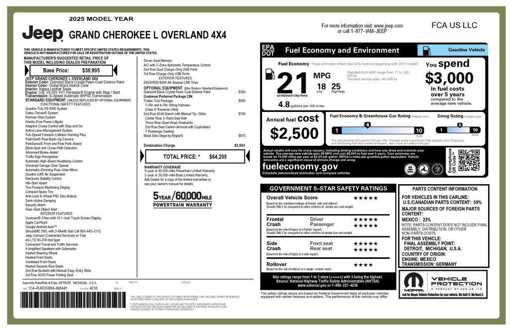 used 2025 Jeep Grand Cherokee L car, priced at $45,875