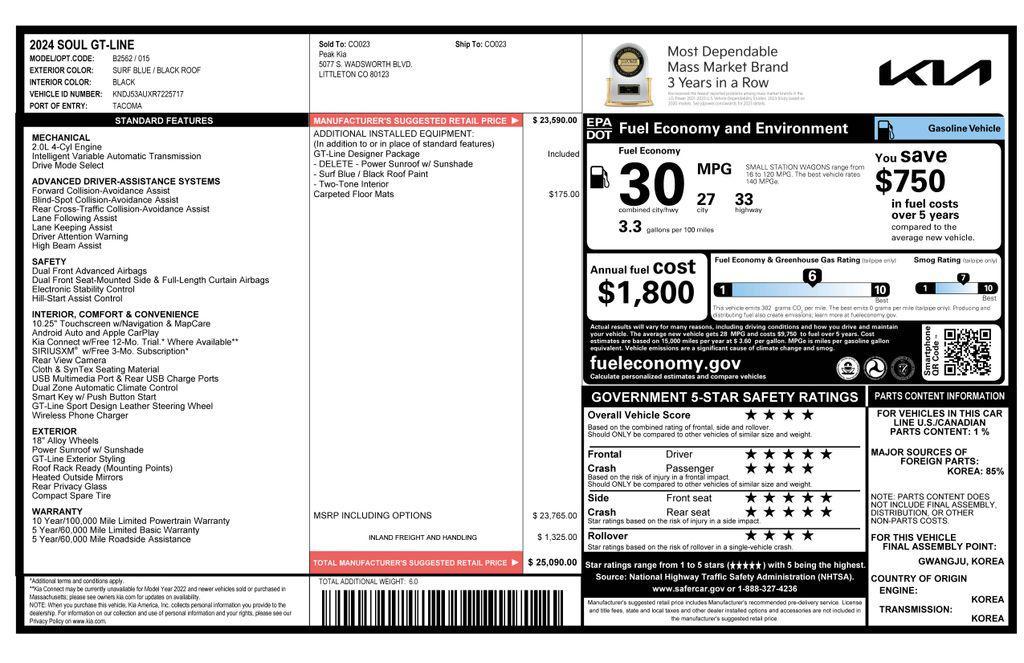 used 2024 Kia Soul car, priced at $21,375