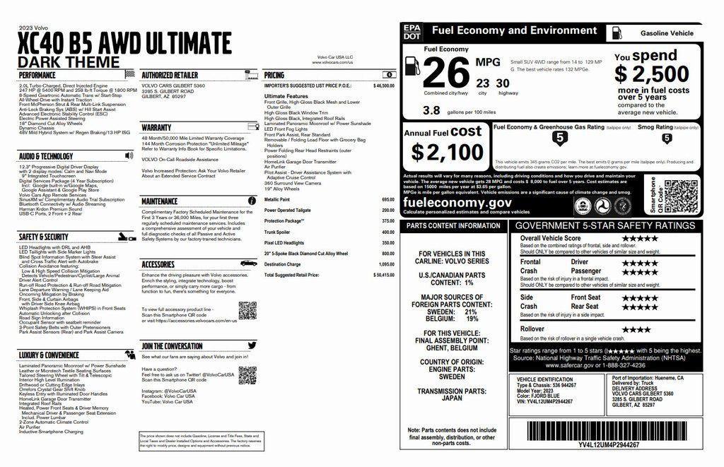 used 2023 Volvo XC40 car, priced at $28,973