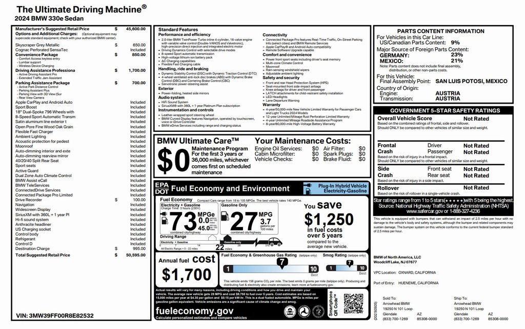 used 2024 BMW 330e car, priced at $30,573