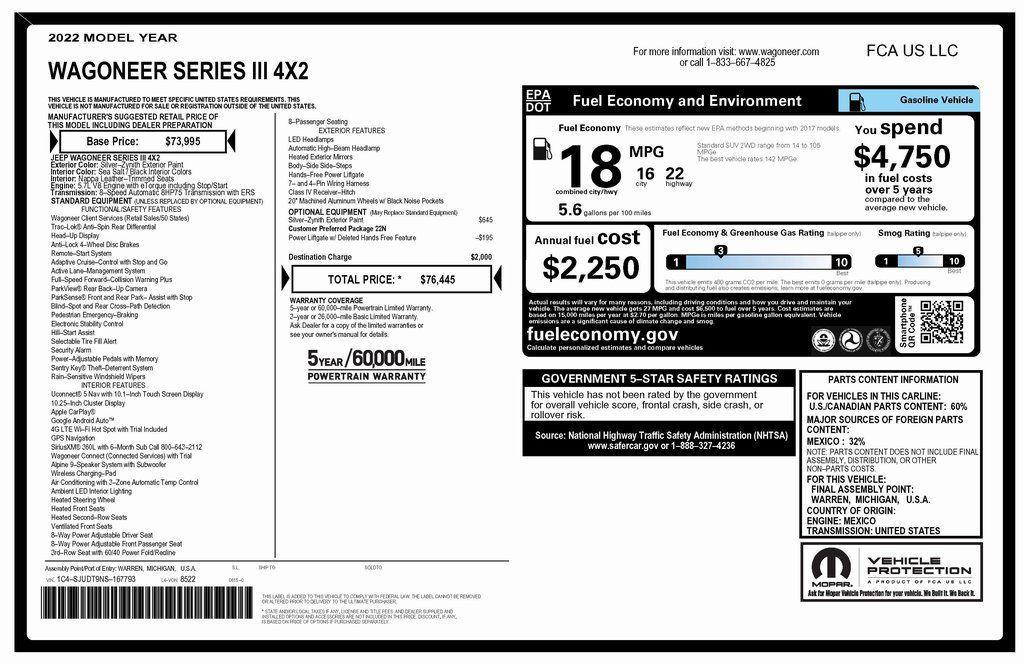 used 2022 Jeep Wagoneer car, priced at $37,273