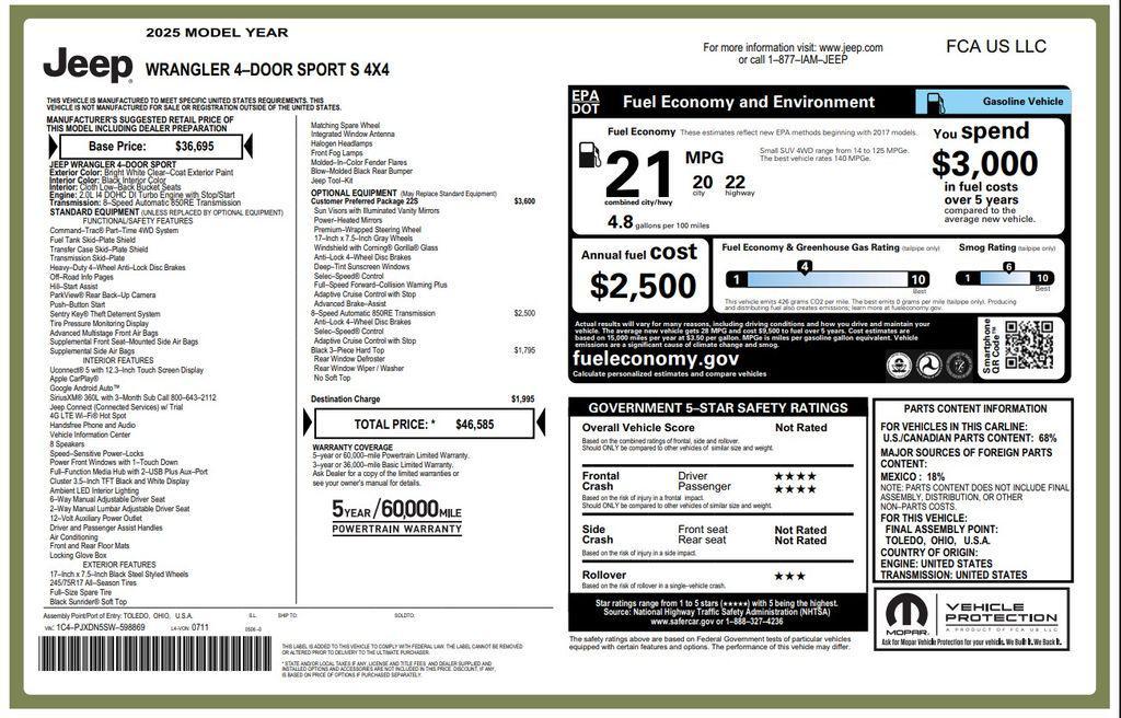 used 2025 Jeep Wrangler car, priced at $30,973