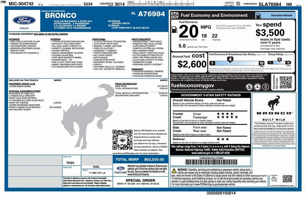 used 2025 Ford Bronco car, priced at $46,973