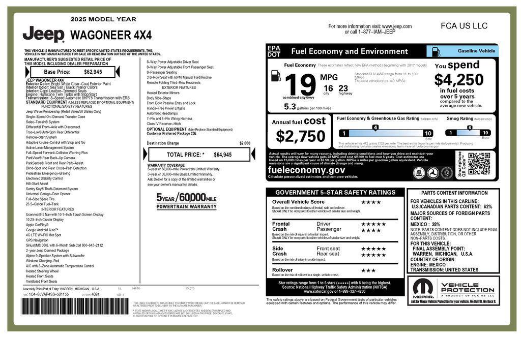 used 2025 Jeep Wagoneer car, priced at $53,373