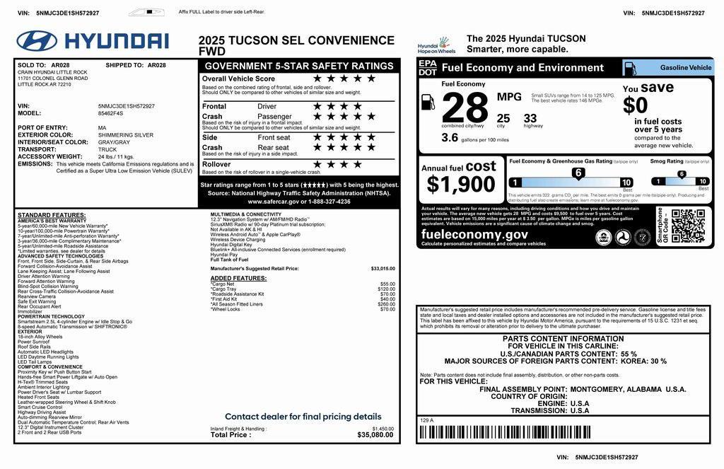 used 2025 Hyundai Tucson car, priced at $29,573