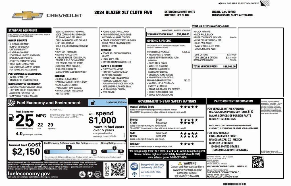 used 2024 Chevrolet Blazer car, priced at $26,673