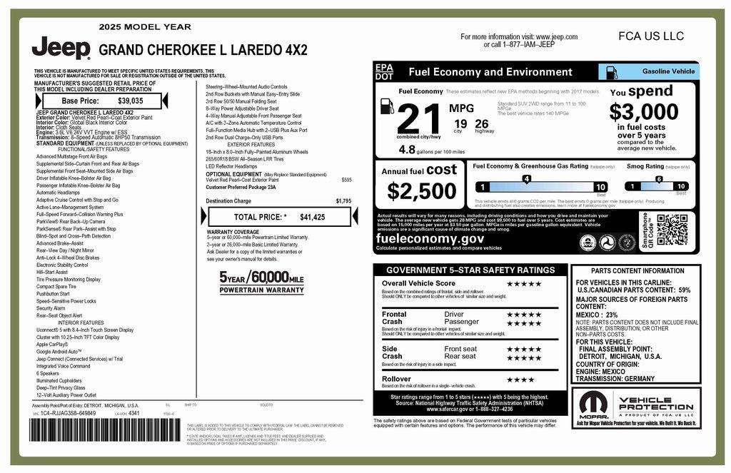 used 2025 Jeep Grand Cherokee L car, priced at $30,573