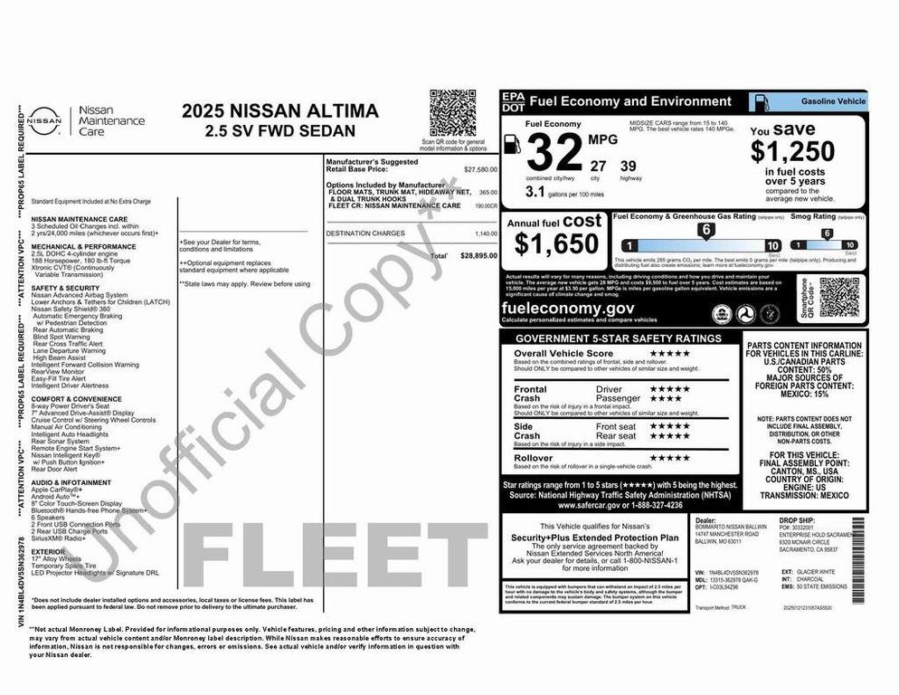 used 2025 Nissan Altima car, priced at $20,673