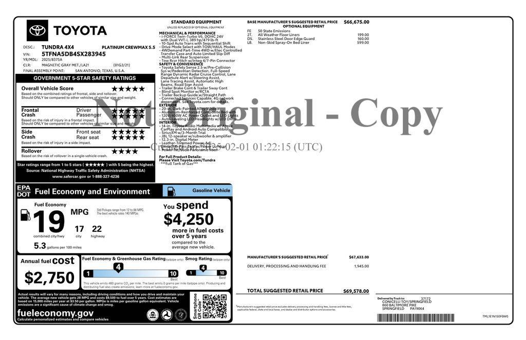 used 2025 Toyota Tundra car, priced at $54,072
