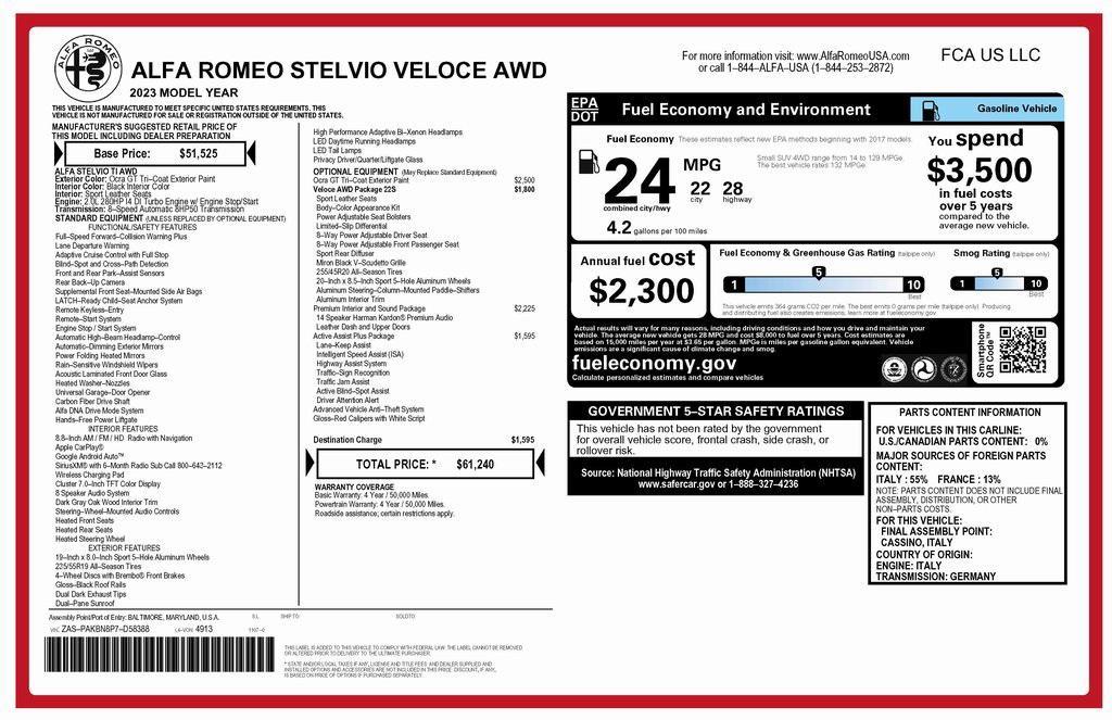 used 2023 Alfa Romeo Stelvio car, priced at $27,973