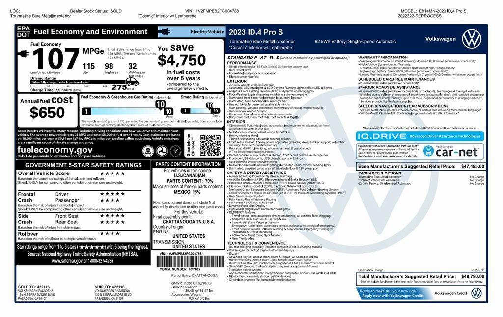 used 2023 Volkswagen ID.4 car, priced at $19,575