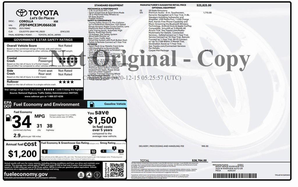 used 2021 Toyota Corolla car, priced at $20,573