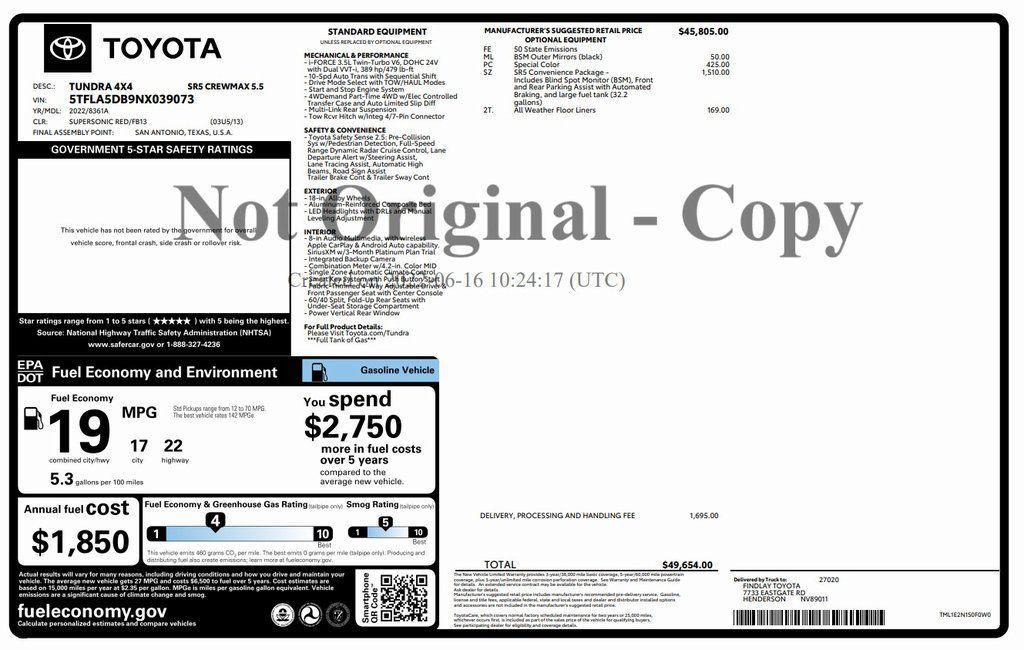 used 2022 Toyota Tundra car, priced at $38,373