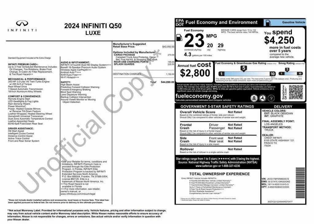 used 2024 INFINITI Q50 car, priced at $28,073