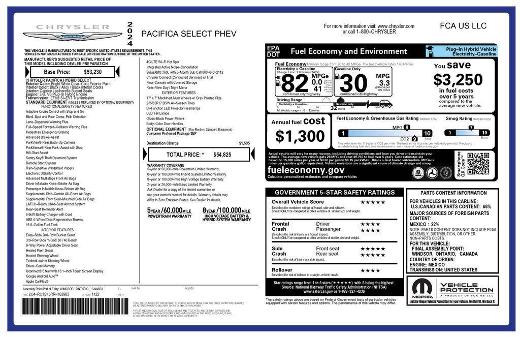 used 2024 Chrysler Pacifica Hybrid car, priced at $26,973