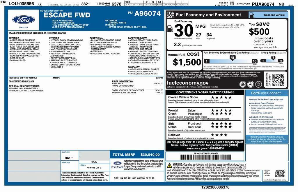 used 2023 Ford Escape car, priced at $19,573