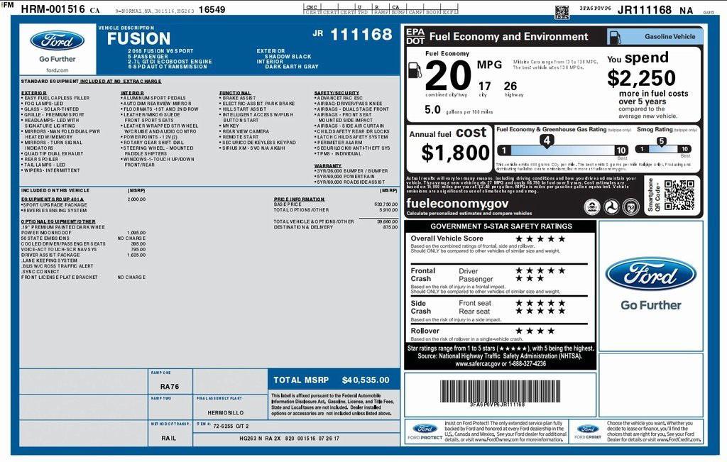 used 2018 Ford Fusion car, priced at $16,973