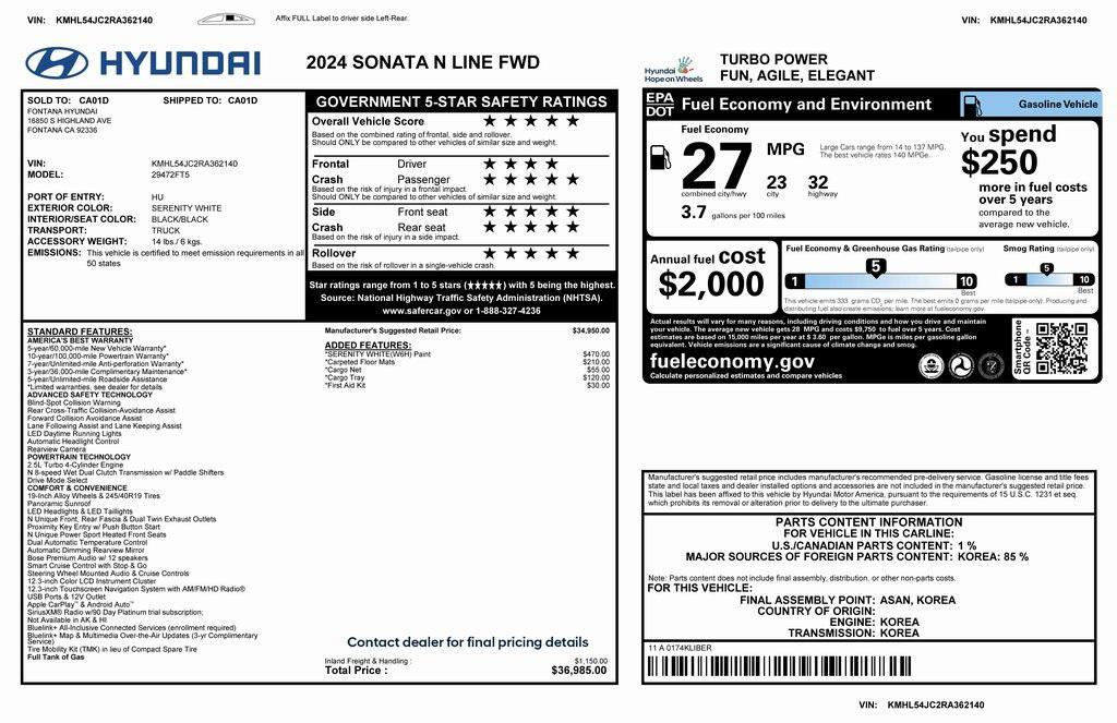 used 2024 Hyundai Sonata car, priced at $26,975