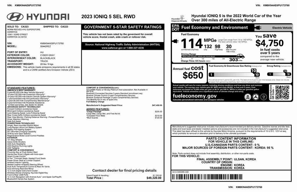 used 2023 Hyundai IONIQ 5 car, priced at $22,273