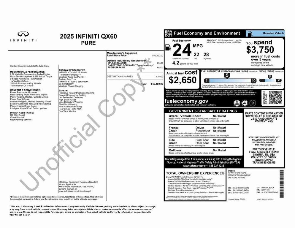 used 2025 INFINITI QX60 car, priced at $38,973