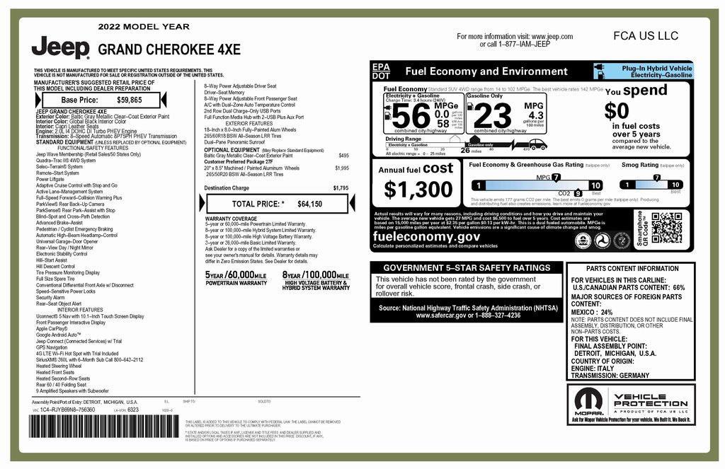 used 2022 Jeep Grand Cherokee 4xe car, priced at $26,475