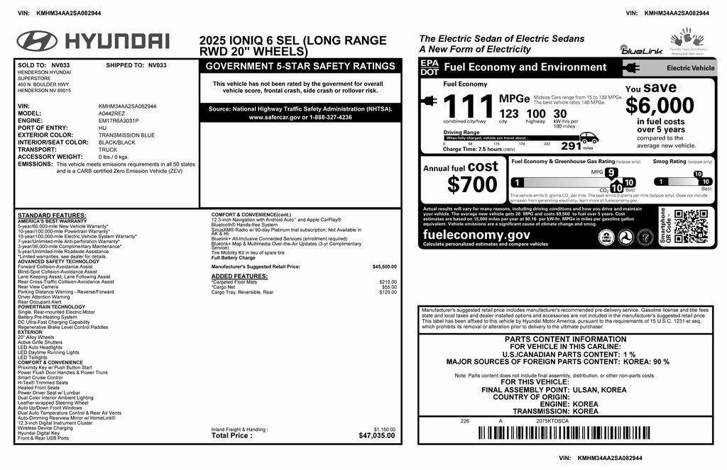 used 2025 Hyundai IONIQ 6 car, priced at $27,973