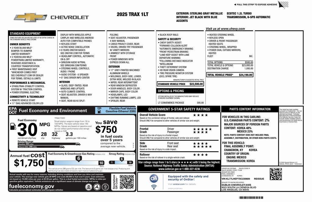 used 2025 Chevrolet Trax car, priced at $18,973