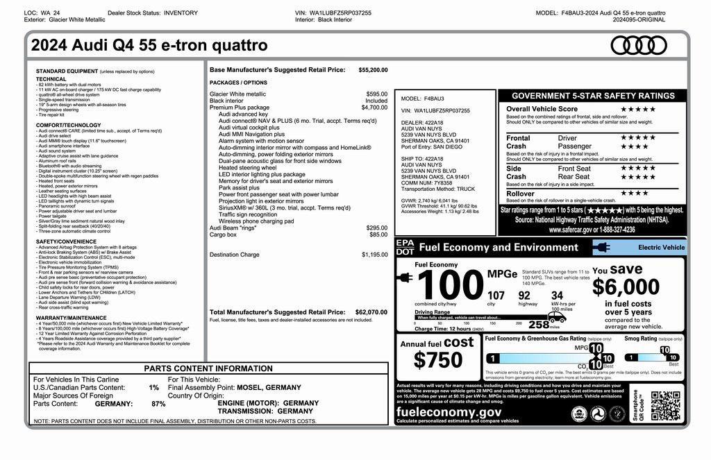 used 2024 Audi Q4 e-tron car, priced at $28,975