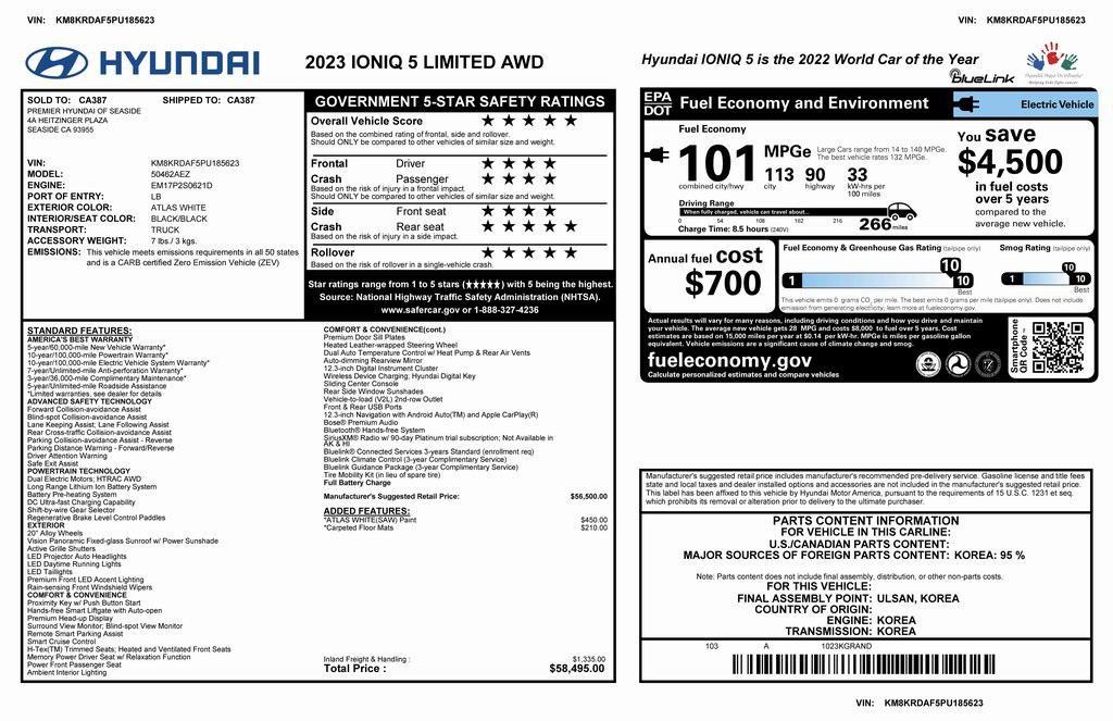 used 2023 Hyundai IONIQ 5 car, priced at $25,975