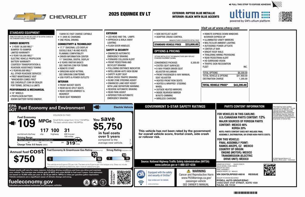 used 2025 Chevrolet Equinox EV car, priced at $22,673