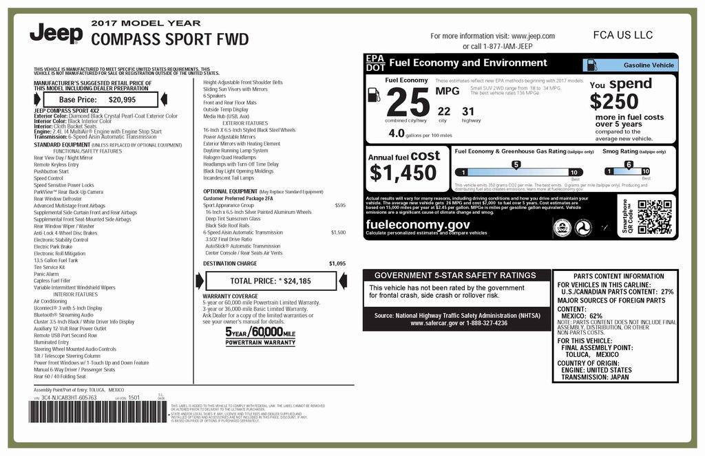 used 2017 Jeep New Compass car, priced at $11,573